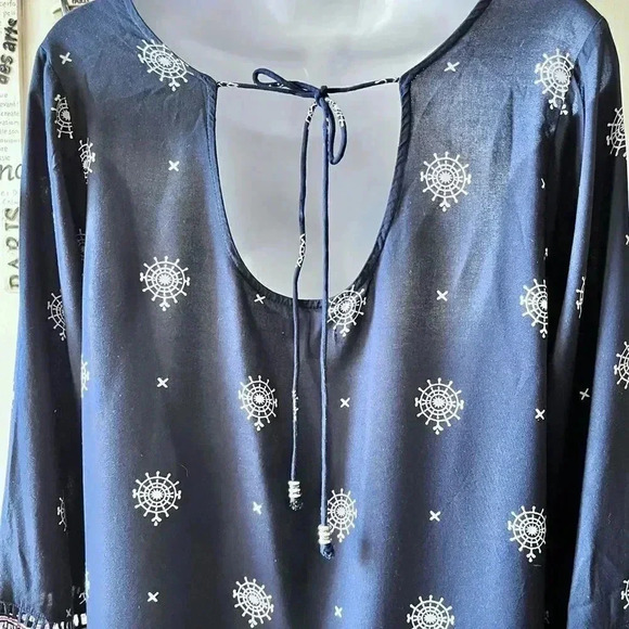 C Label Boho Blue Printed Tunic Mini Dress Size S - Picture 4 of 10